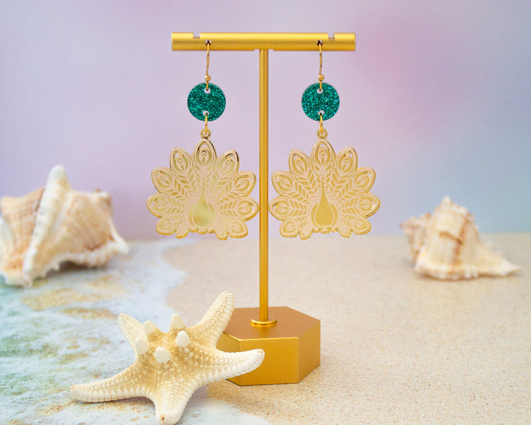 Gold Peacock Earrings