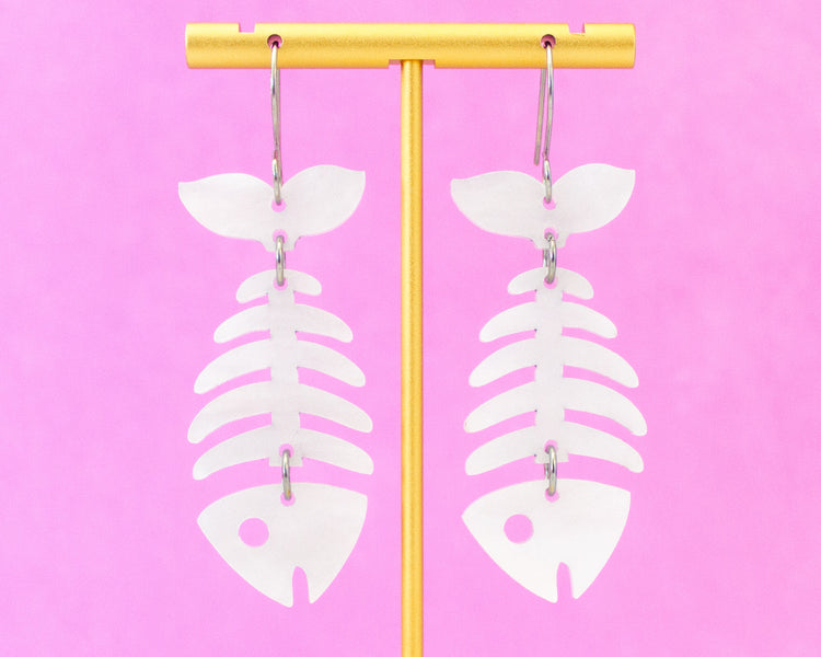 Fish Bones Acrylic Earrings