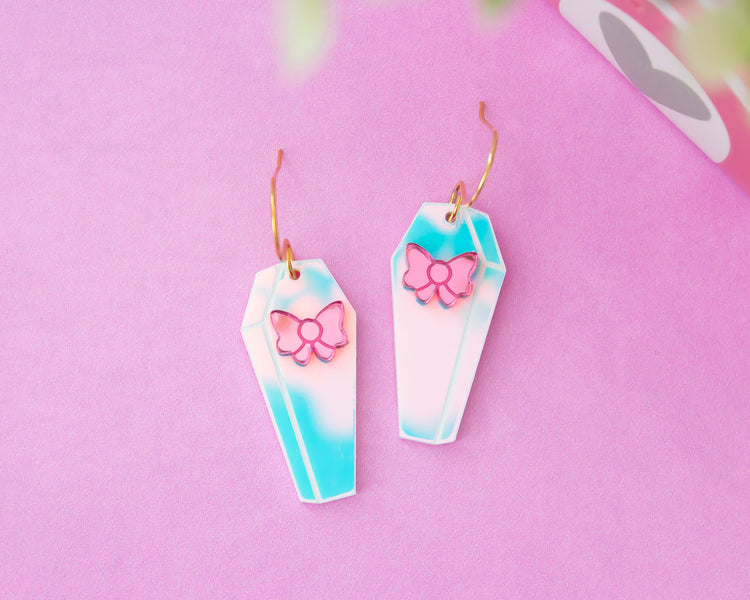 Cute Coffin Holographic Acrylic Halloween Earrings