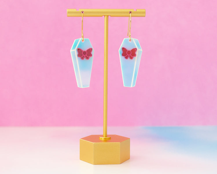 Cute Coffin Holographic Acrylic Halloween Earrings
