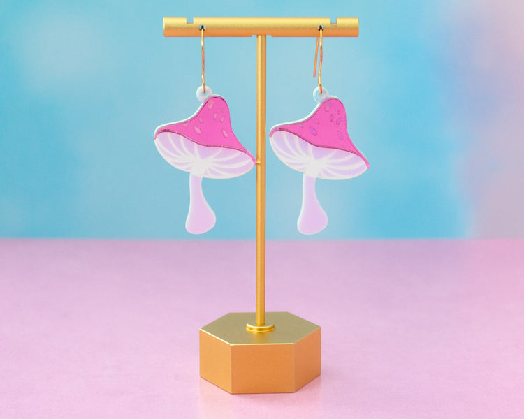 Holographic Mushroom Acrylic Earrings
