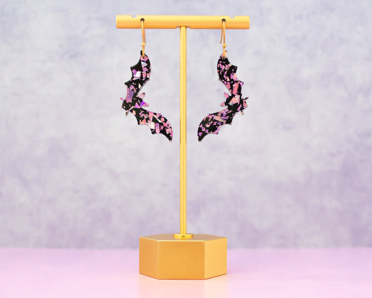 Purple & Black Bat Earrings