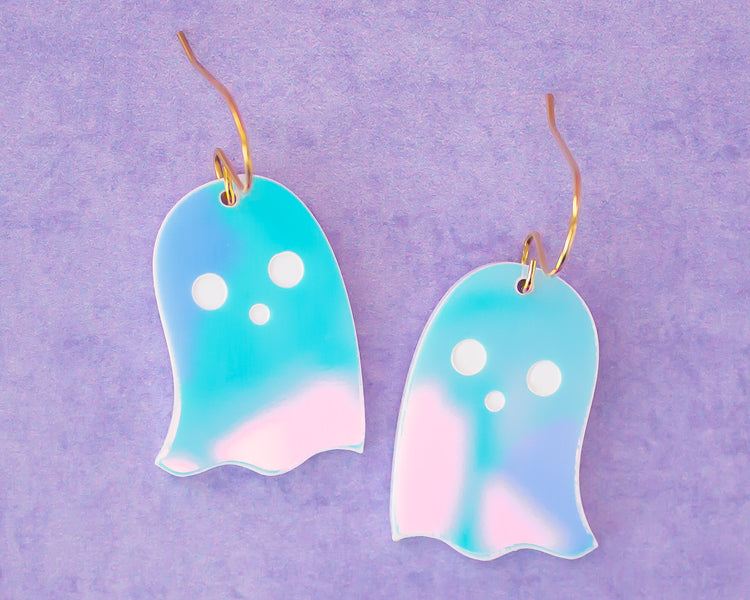 Iridescent Cute Ghost Acrylic Halloween Earrings