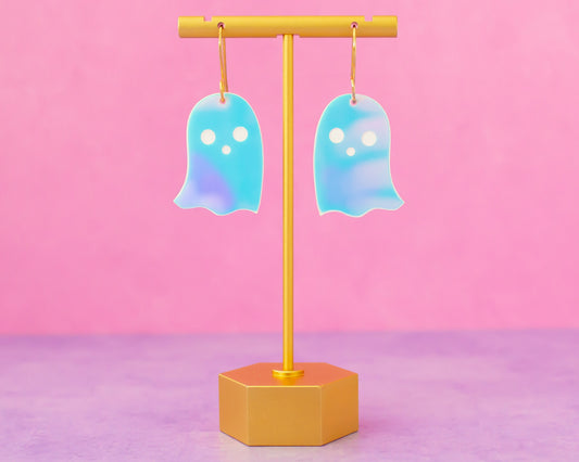 Iridescent Cute Ghost Acrylic Halloween Earrings
