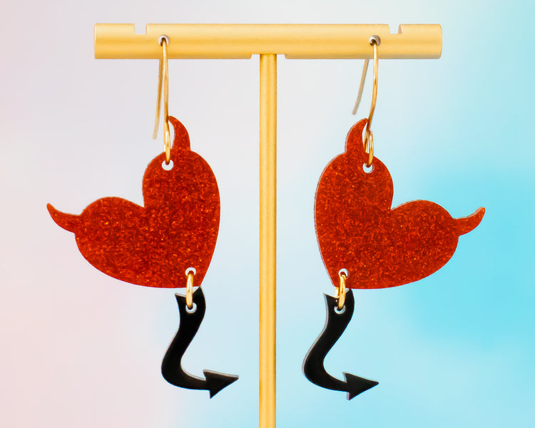 Devil Heart Balloon Earrings