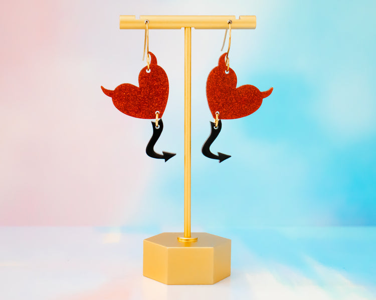 Devil Heart Balloon Earrings