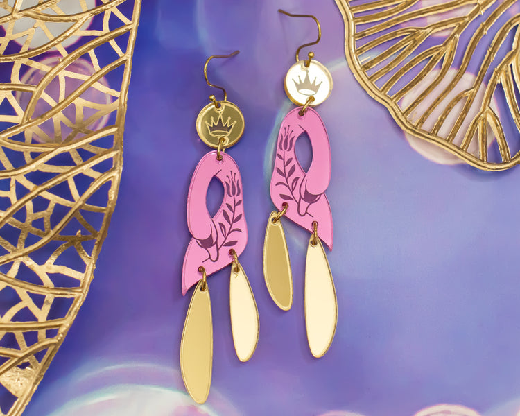 Pink Swan Earrings