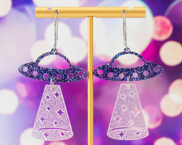 Holographic UFO Earrings