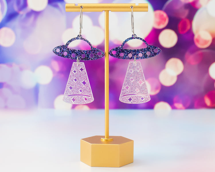 Holographic UFO Earrings