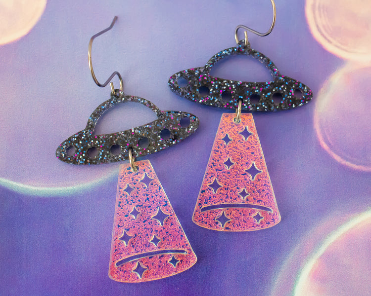 Holographic UFO Earrings