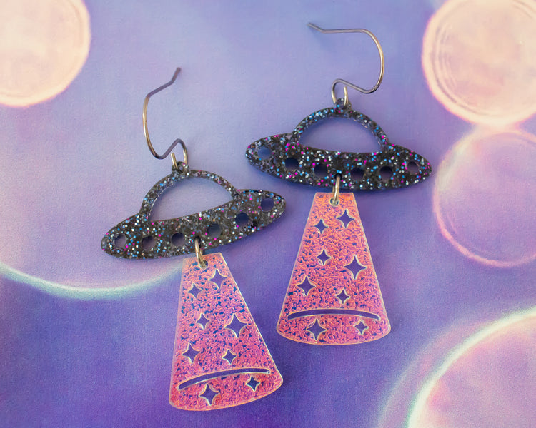 Holographic UFO Earrings