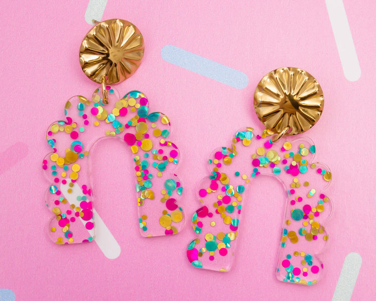 Confetti Scallop Arch Earrings