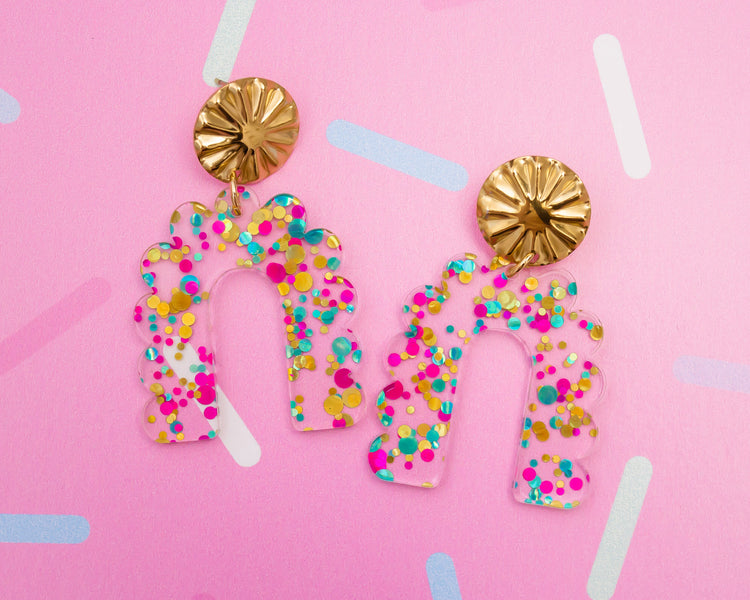 Confetti Scallop Arch Earrings
