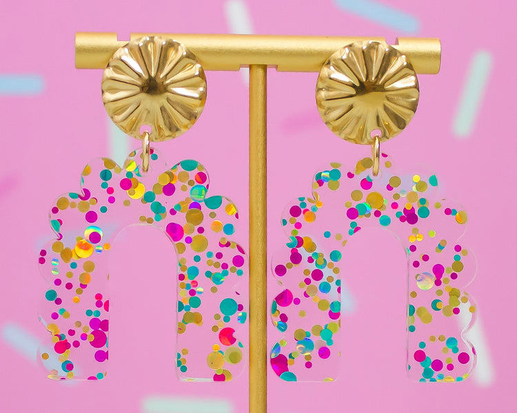 Confetti Scallop Arch Earrings