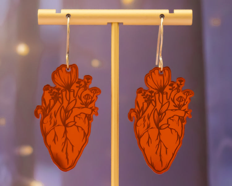 Red Anatomical Heart Earrings