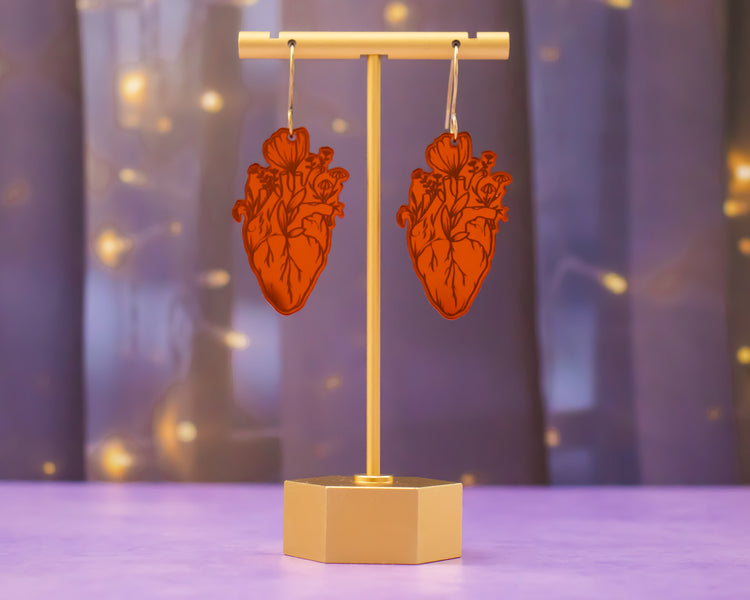 Red Anatomical Heart Earrings