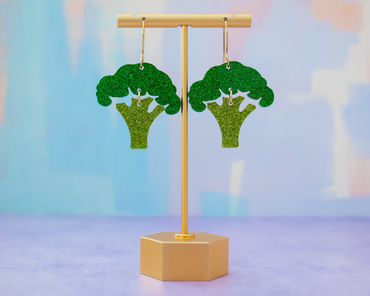 Glitter Broccoli Earrings