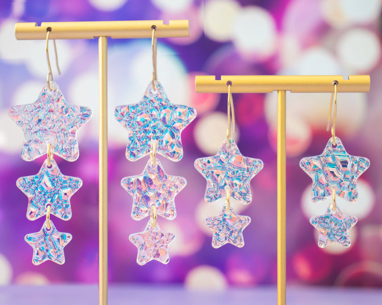 Holographic Star Acrylic Earrings