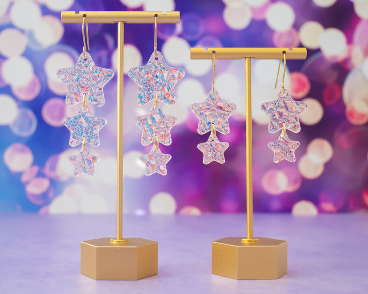 Holographic Star Acrylic Earrings