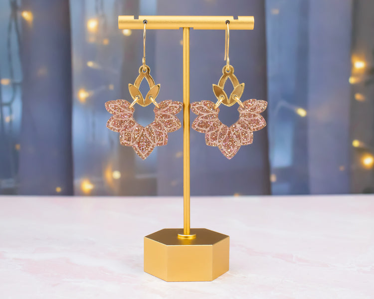 Champagne & Gold Abstract Lotus Earrings