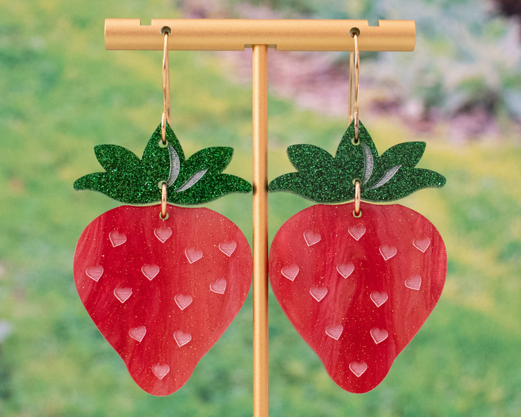Red Strawberry Acrylic Earrings