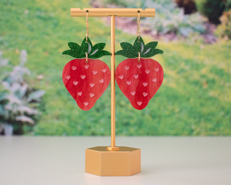 Red Strawberry Acrylic Earrings