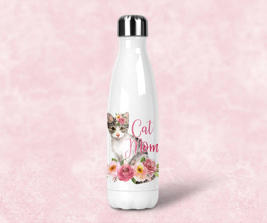 Cat Mom Water Bottle, Cat Tumbler, Cat Lover Gift
