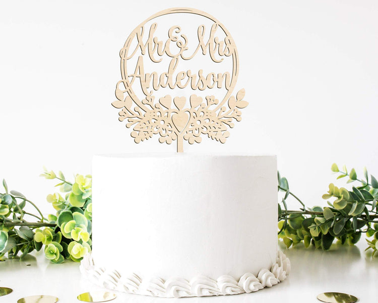 Personalized Mr & Mrs Wedding Cake Topper Wood