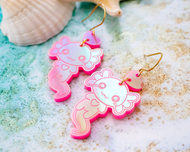 Axolotl Holographic Earrings