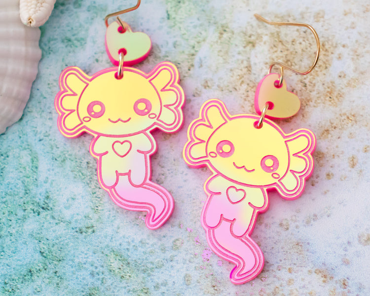 Axolotl Holographic Earrings