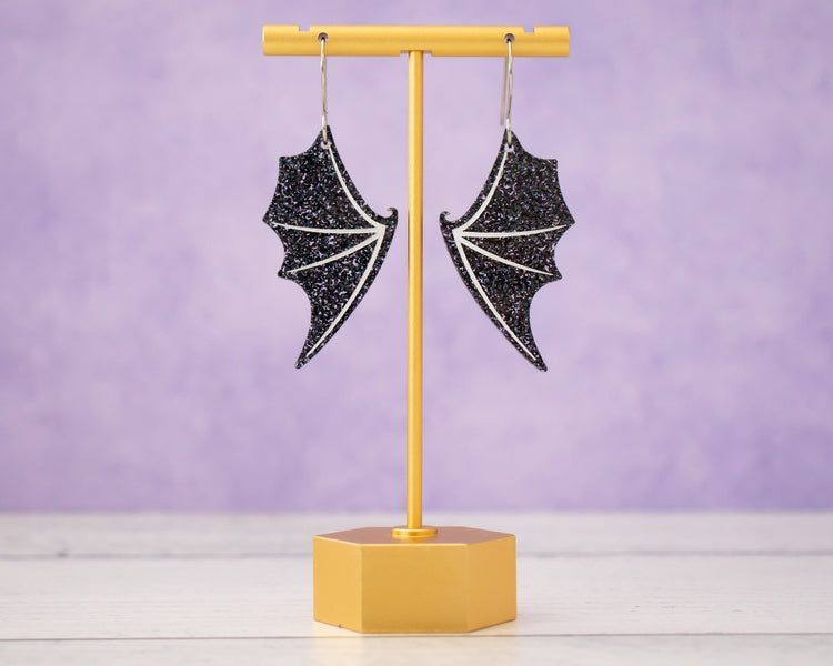 Glitter Bat Wing Earrings