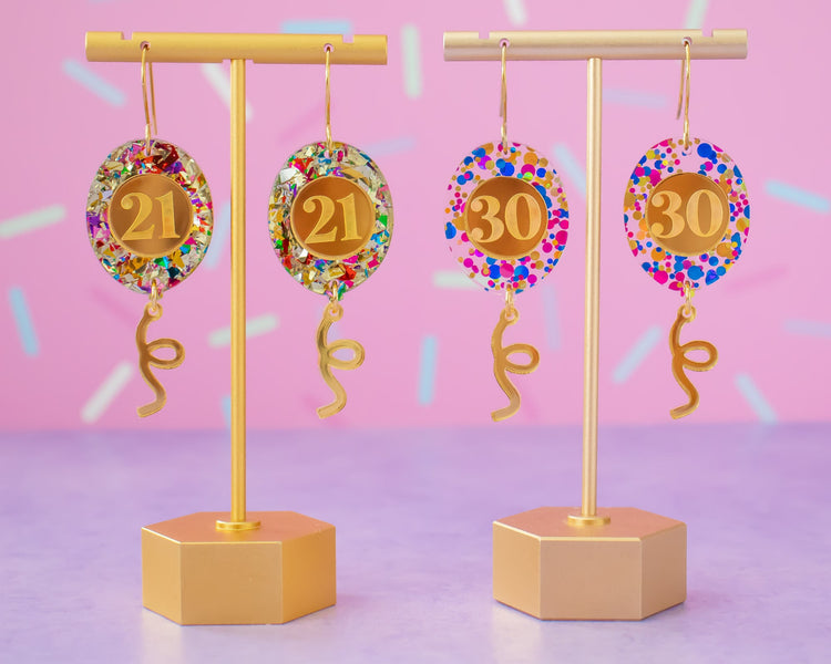 Birthday Balloon Custom Number Earrings