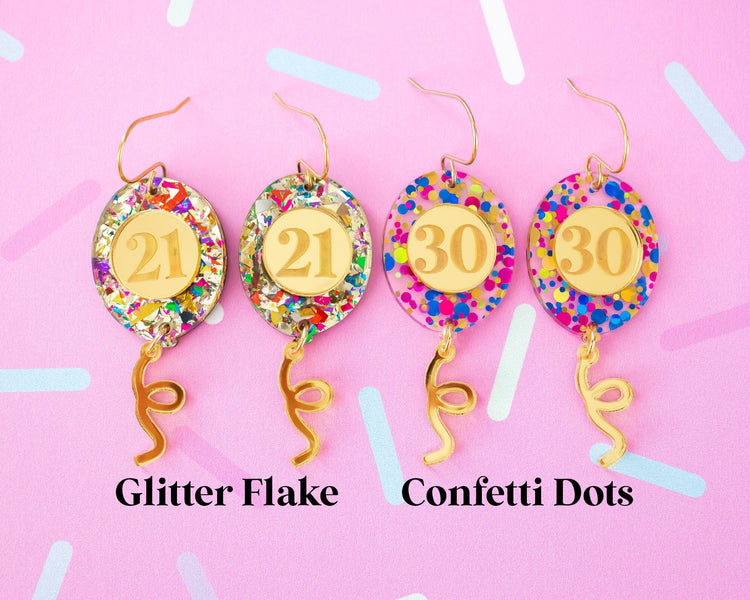 Birthday Balloon Custom Number Earrings
