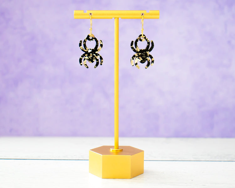 Black & Gold Spider Earrings