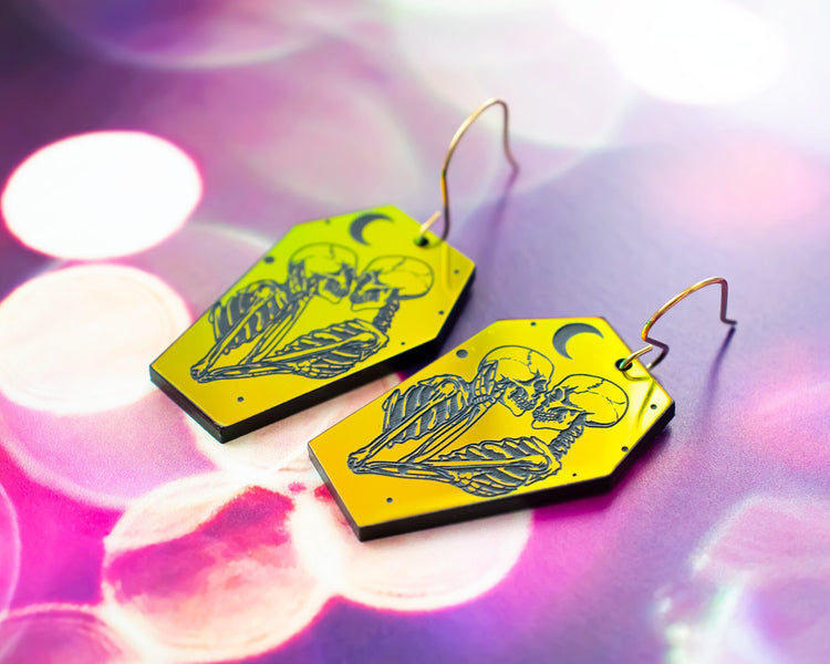 Skeleton Lovers Coffin Earrings