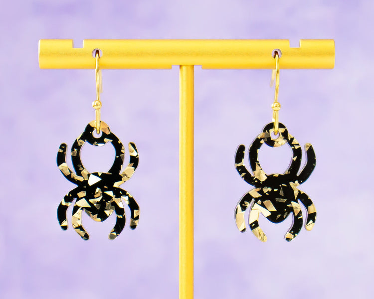 Black & Gold Spider Earrings