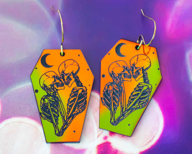 Skeleton Lovers Coffin Earrings