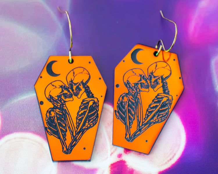 Skeleton Lovers Coffin Earrings