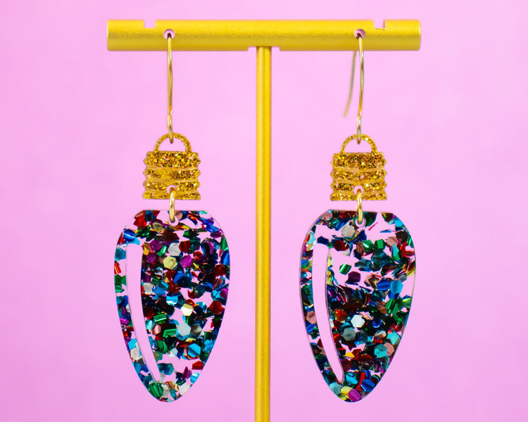Glitter Christmas Lightbulb Earrings