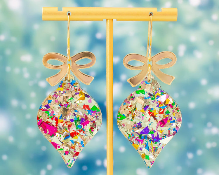 Gold Christmas Ornament Earrings
