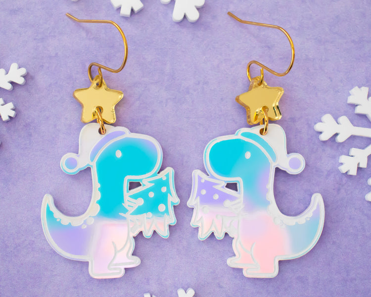 Christmas Dinosaur Earrings