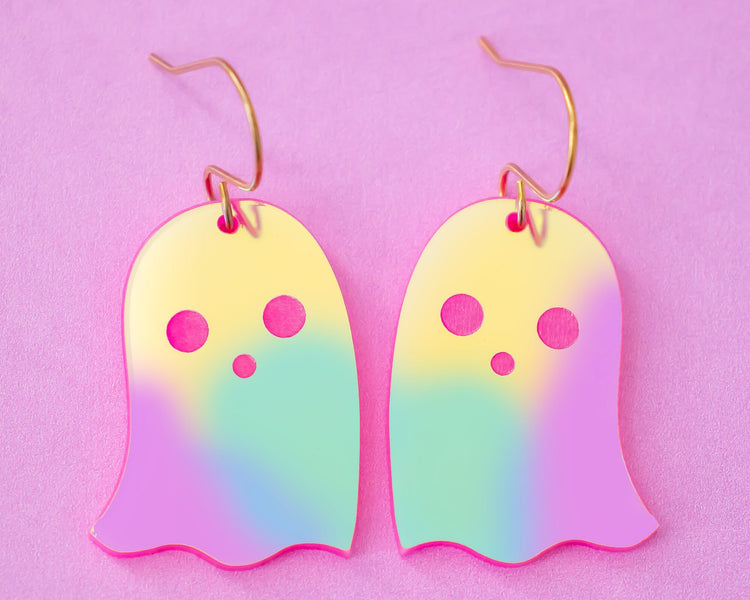 Holographic Ghost Earrings