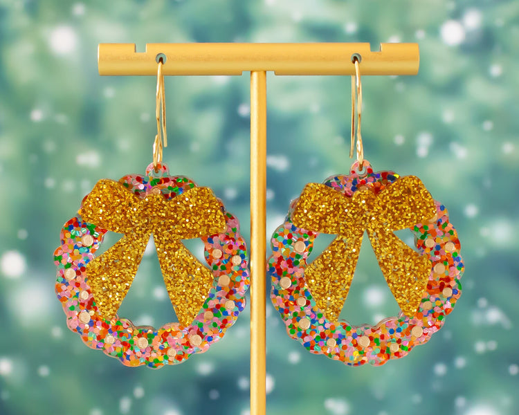 Confetti Christmas Wreath Earrings