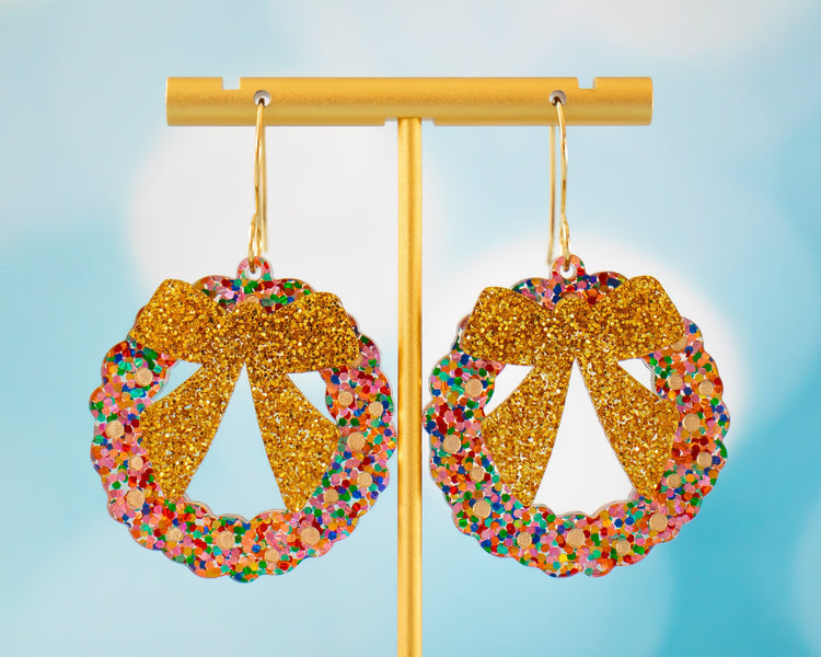 Confetti Christmas Wreath Earrings
