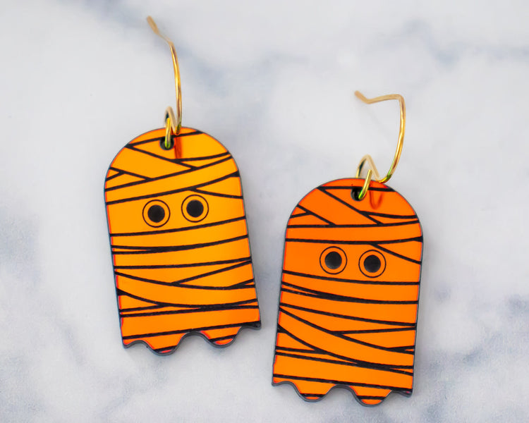 Ghost Mummy Holographic Earrings