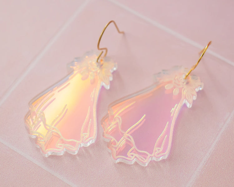 Holographic Flower Ghost Earrings