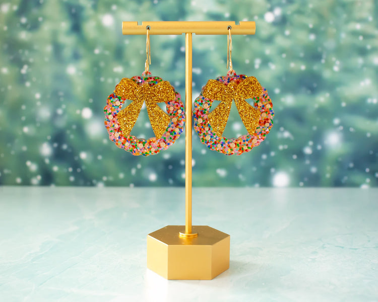 Confetti Christmas Wreath Earrings