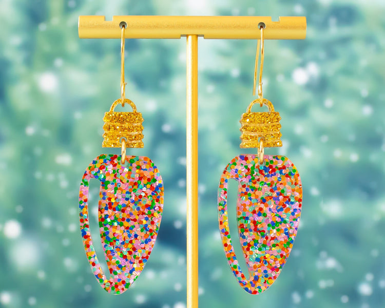 Glitter Christmas Lightbulb Earrings