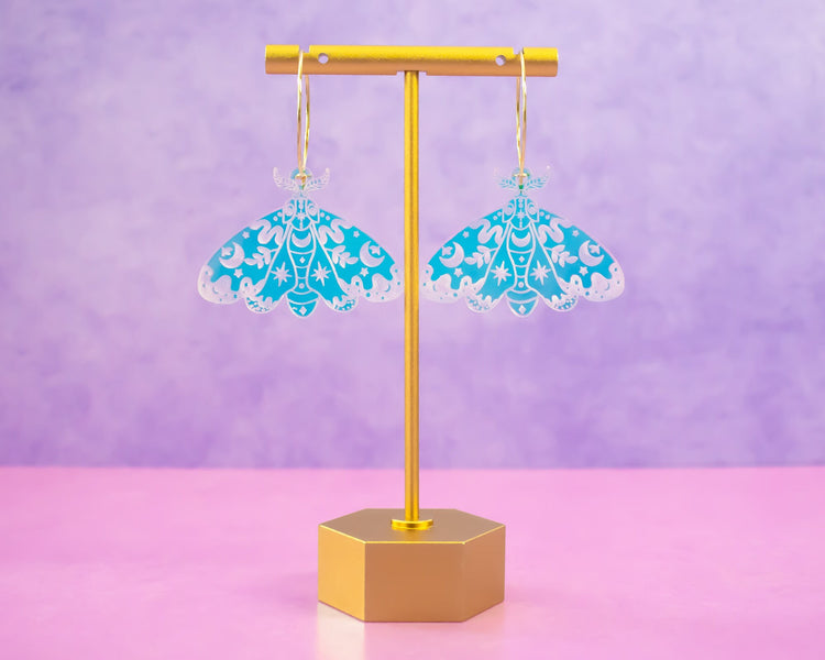 Celestial Moth Hoop Earrings
