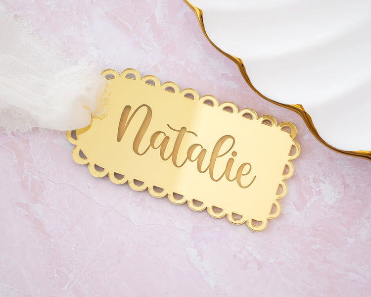 Scalloped Gold Name Tag